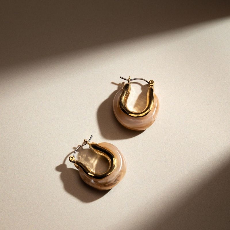 40497 Resin & Molten Detail Hoop Earrings 