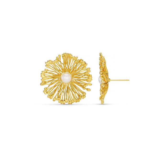 Hovedbilde 40082 Statement Flower & Pearl Stud Earring