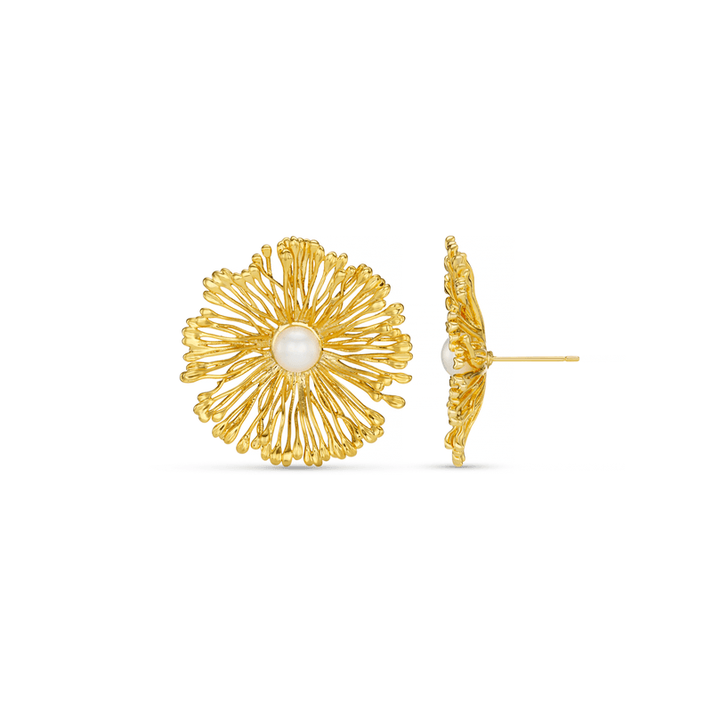 40082 Statement Flower & Pearl Stud Earring