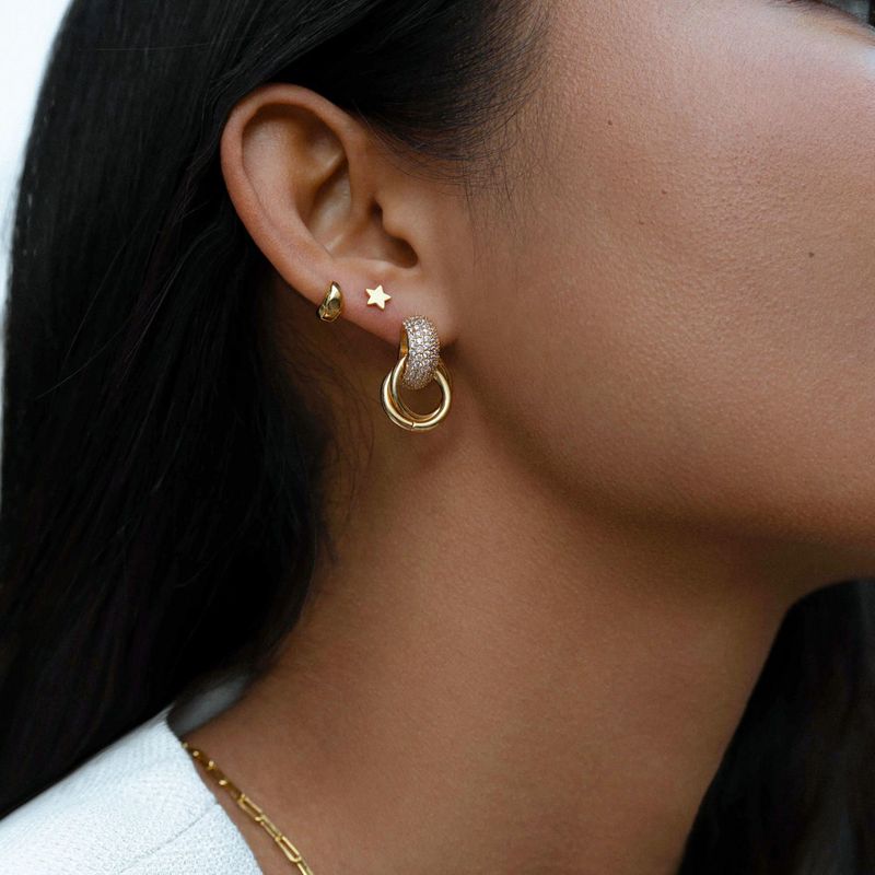 40012 Pave Interlocking Earrings - Pale Gold
