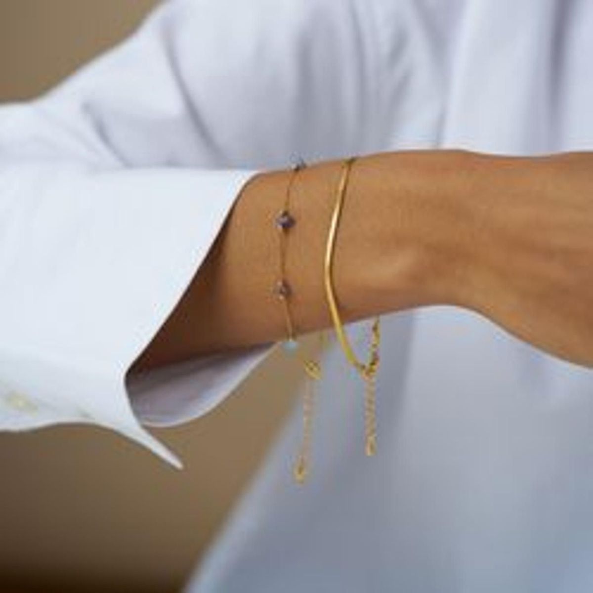 40058 Semi P Chip & Snake Chain 2-Row Bracelet 