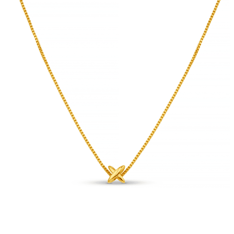 31423 Mini Cross Fine Collar Necklace - Pale Gold