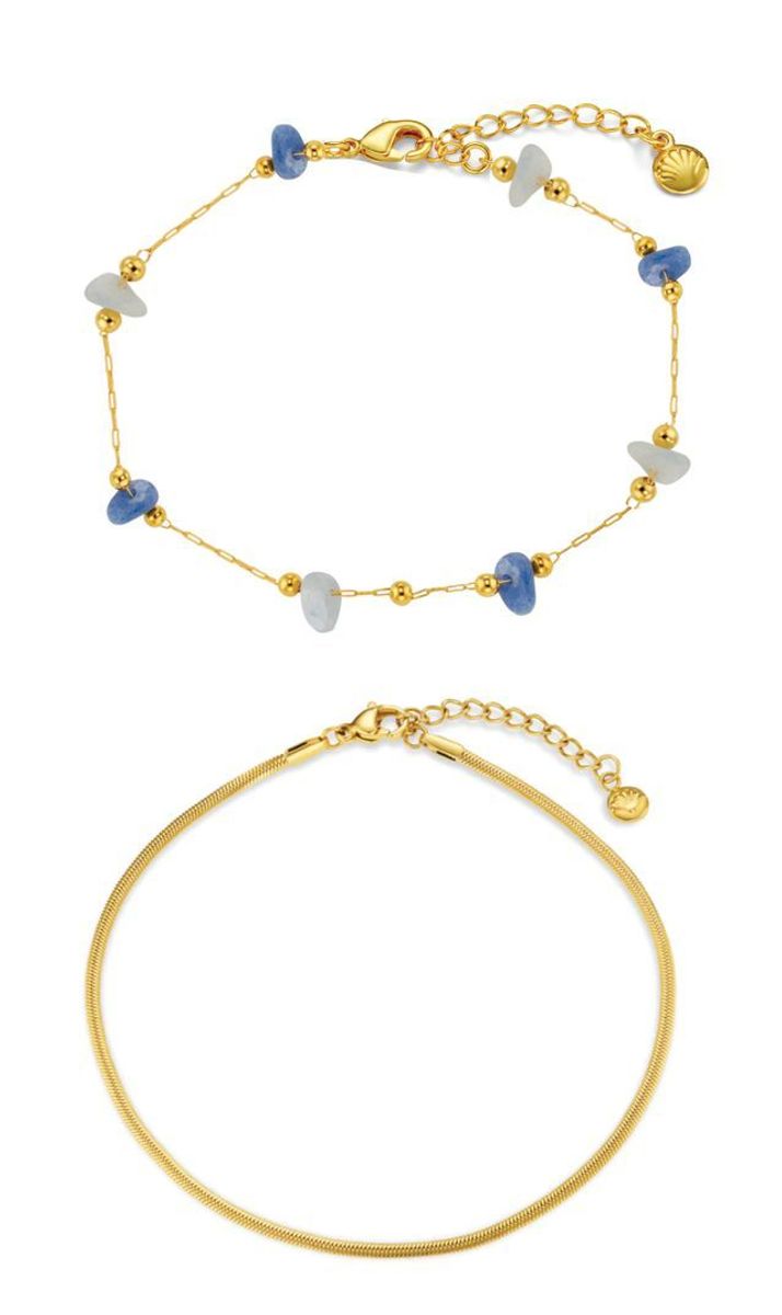 40058 Semi P Chip & Snake Chain 2-Row Bracelet 
