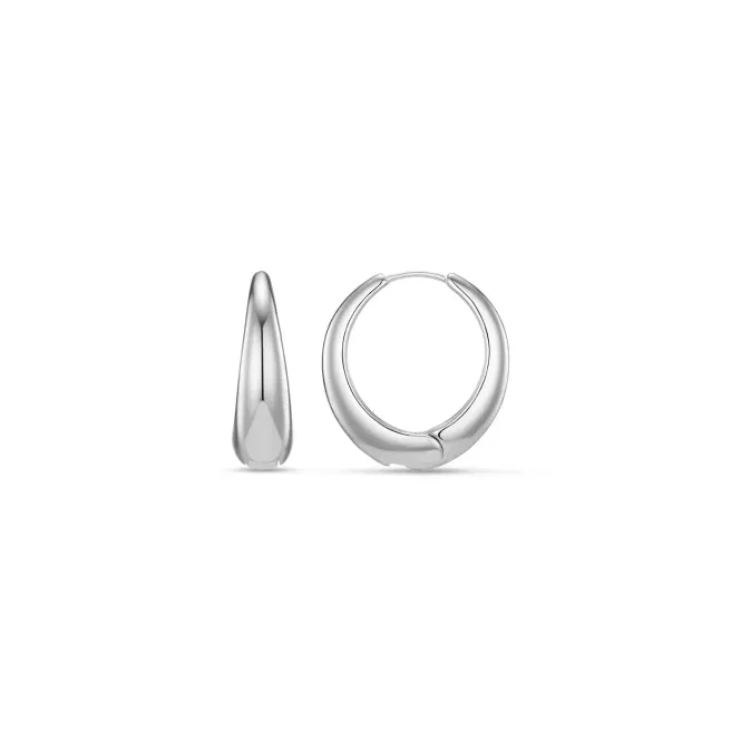 Hovedbilde 26682 Tapered Hoop Earrings - Silver