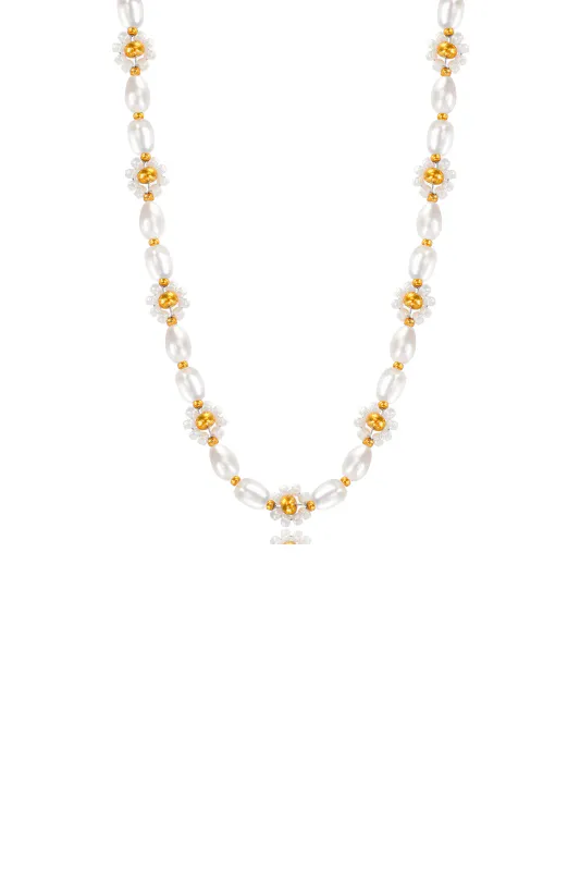 Flower Pearl Necklace 