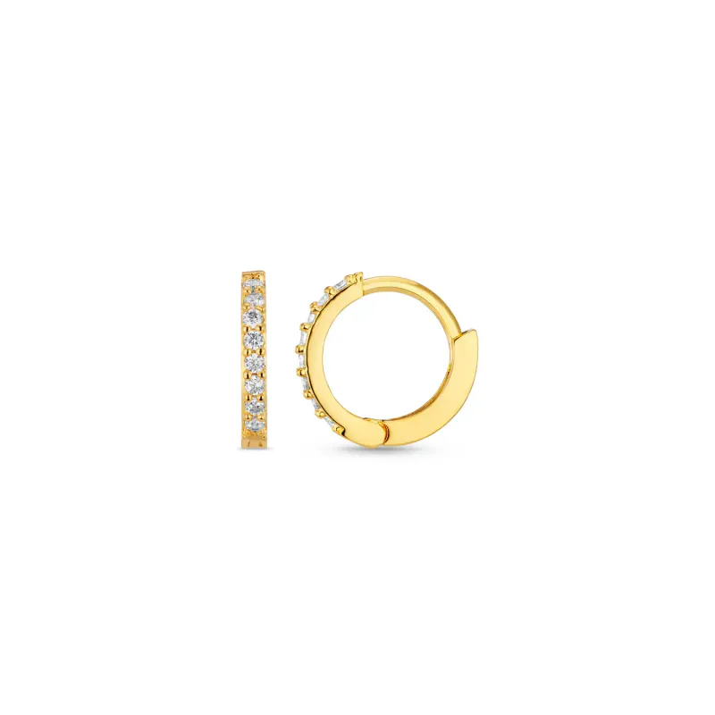 22704 Mini Pave Huggie Hoop Earrings - Pale Gold