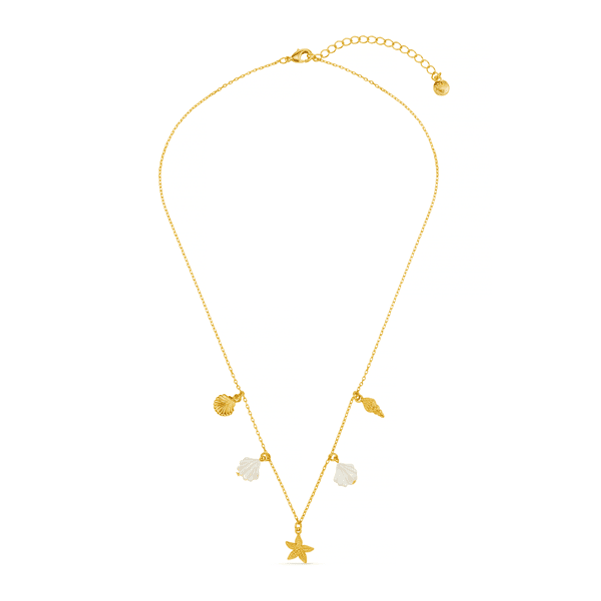 40303 Mixed Shell & Starfish Charm Drop Necklace